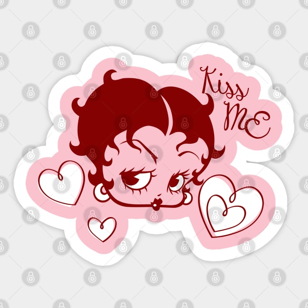 BETTY BOOP - kiss me it's Valentine's day Sticker by KERZILLA